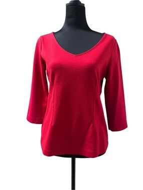 Ann Taylor Factory Red Scoop Neck Blouse